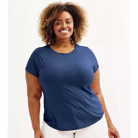 Sonoma Plus Size 5X Blue Short Sleeve Crewneck T-Shirt NWT - Picture 1 of 2
